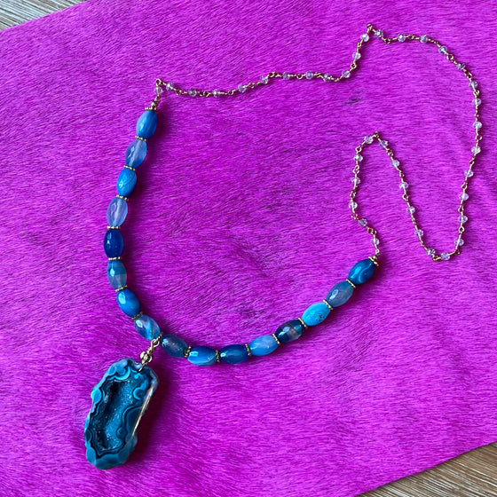 Agate oval bead necklace