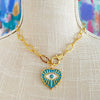 Heart & Eye Gold Hammered Chain