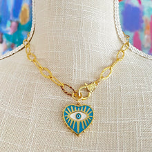  Heart & Eye Gold Hammered Chain