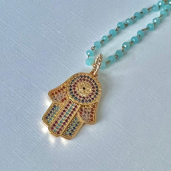 Hamsa Hand Medallion Necklace