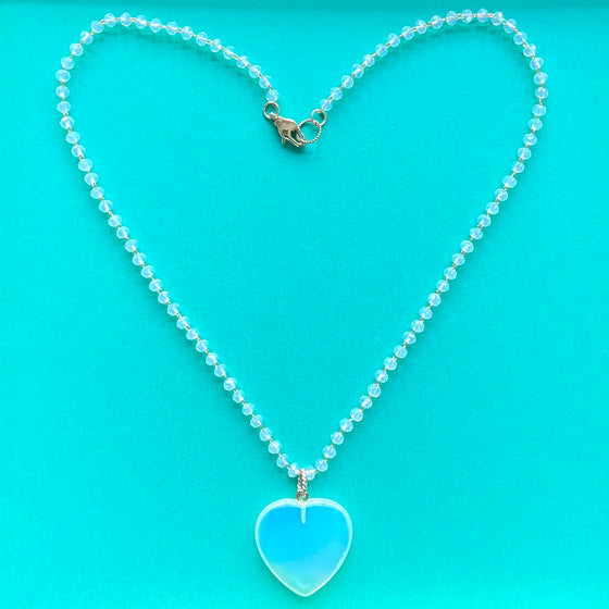 Gemstone Heart necklace- Opalite