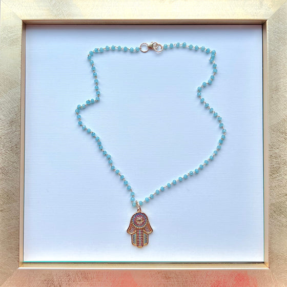 Hamsa Hand Medallion Necklace