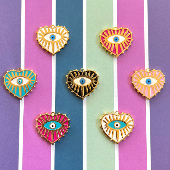 GOLD Heart & Eye Charm