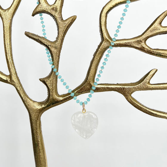 Gemstone Heart necklace- Quartz