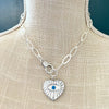 Heart & Eye Silver Hammered Chain