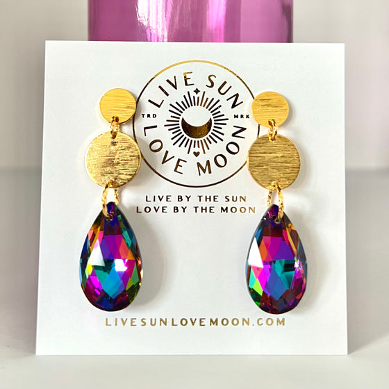 Volcano crystal & coin earrings