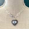 Heart & Eye Silver Hammered Chain