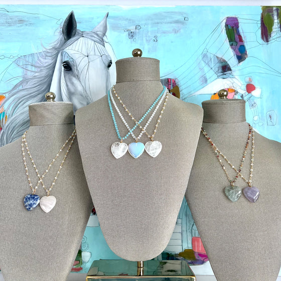 Gemstone Heart necklace- Opalite